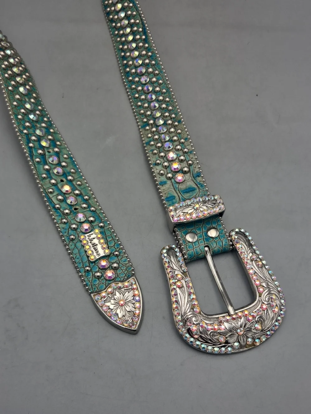 BB Simon Swarovski Belt Aqua Green Light Teal Women Medium
